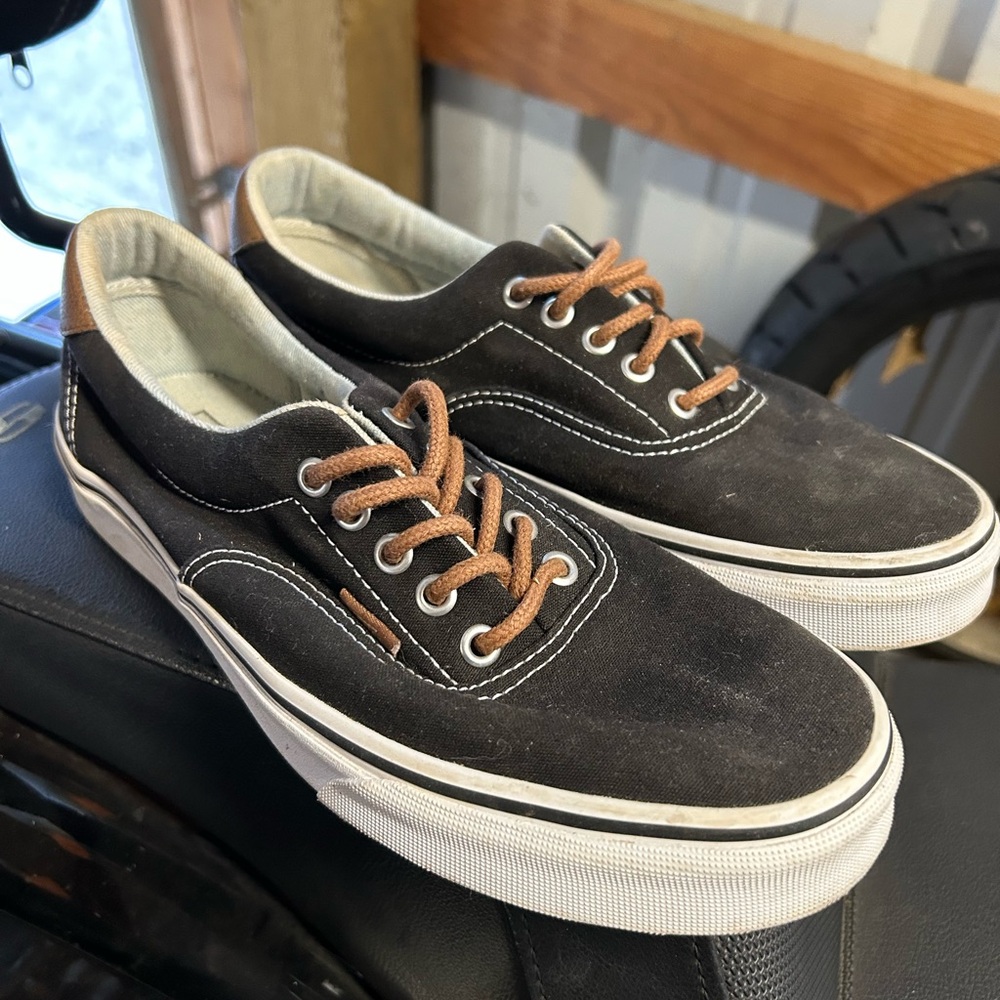 Vans Black and Brown Canvas Sneakers